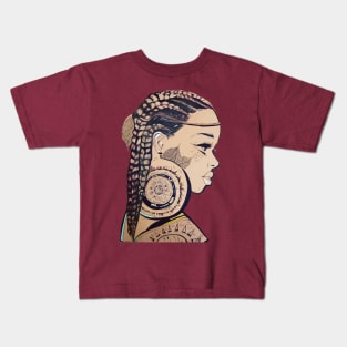 indian Braids Black Women Natural Hair Art Kids T-Shirt